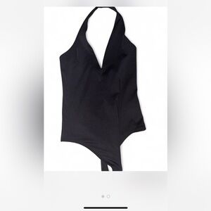 Express Black Asymmetrical Backless Bodysuit